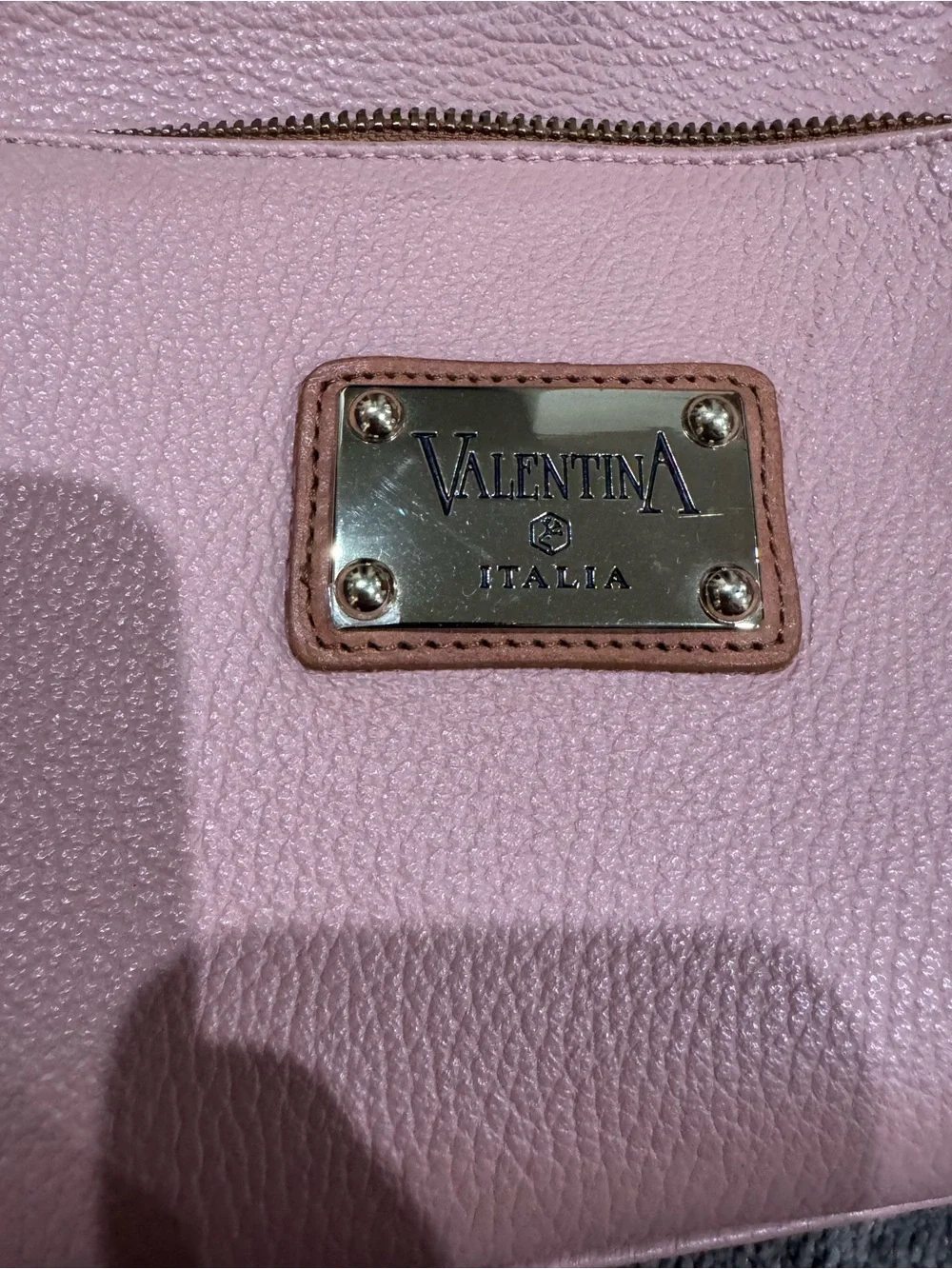 NWT Valentina Purse Pebbled Italian Leather Hobo Bag – Blush Pink & Tan